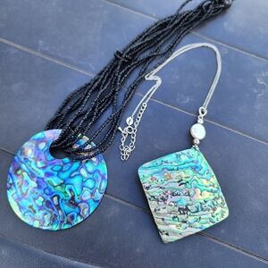 Bundle lot Abalone pendant necklaces costume fashion jewelry 1 sterling silver